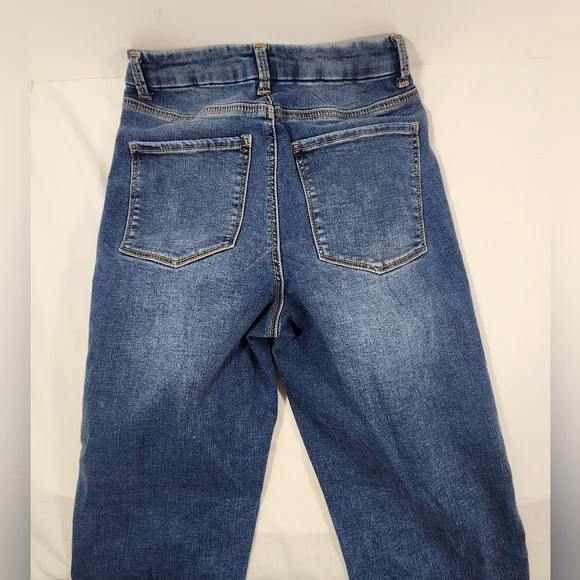 NO BOUNDARIES SUPER HIGH RISE JUNIORS JEANS, SIZE 7, DARK WASH, BLUE - Picture 7 of 13